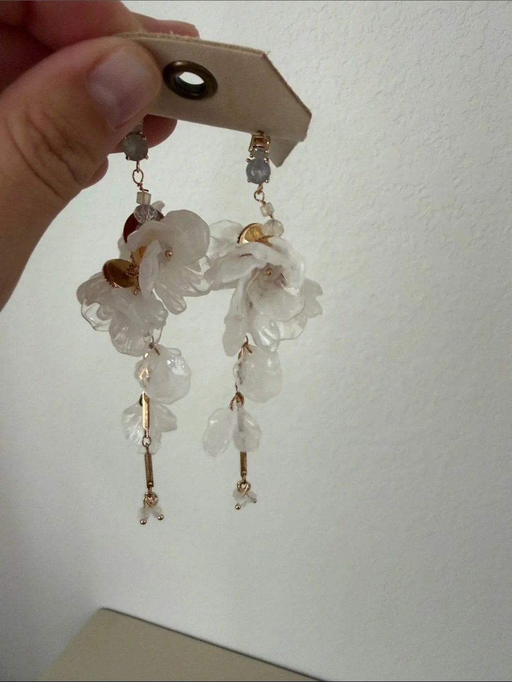 Anthropologie White Blossom Cascade Drop Earrings